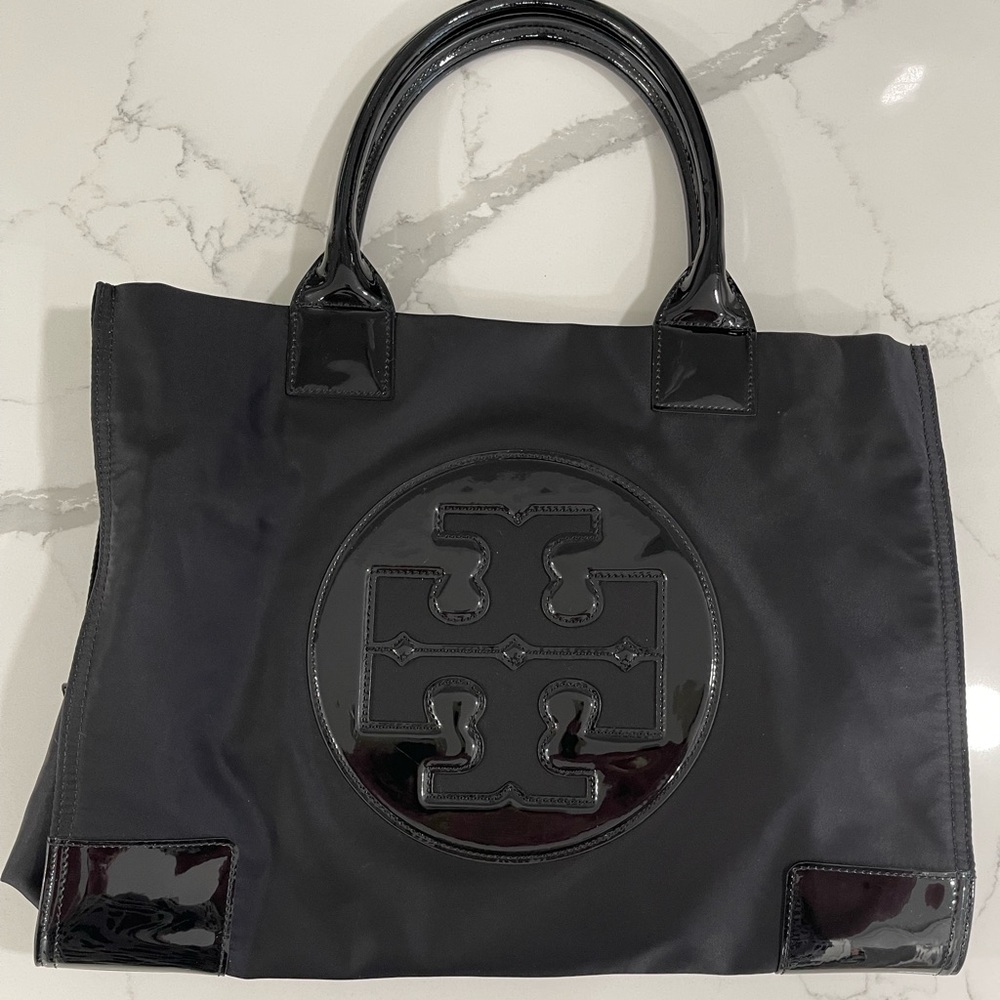 Tory Burch Ella Patent/Black Tote